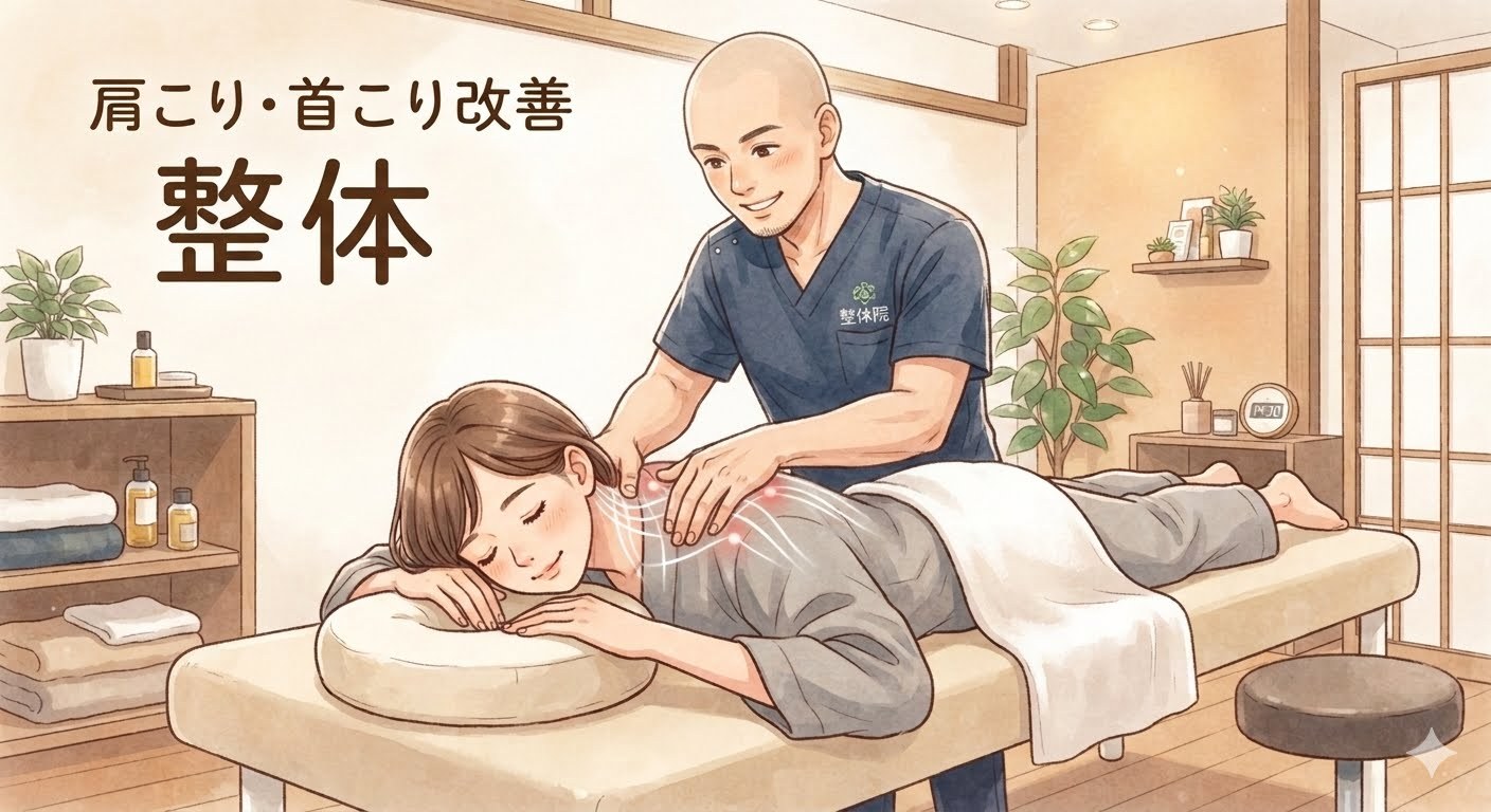 肩や首のまわりを整える施術のイラスト